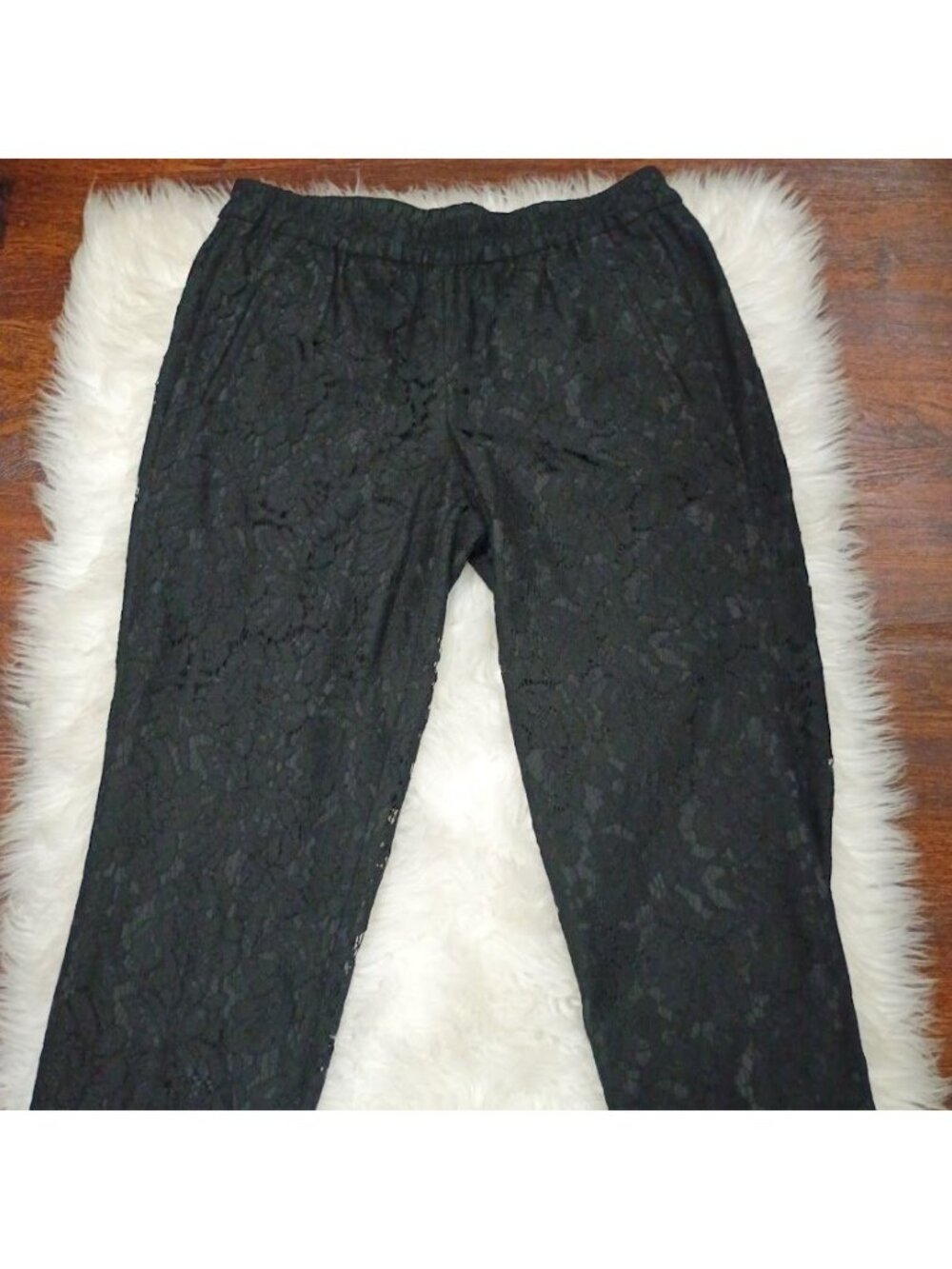J.Crew Womens Black Lace Crop Pants Size 6 Whimsy Slim Fit - Picture 13 of 14
